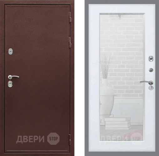 Входная металлическая Дверь Рекс (REX) 5А Зеркало Пастораль Белый ясень в Красноармейске