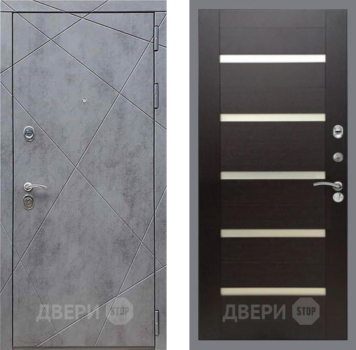 Входная металлическая Дверь Рекс (REX) 13 Бетон Темный СБ-14 стекло белое венге поперечный в Красноармейске