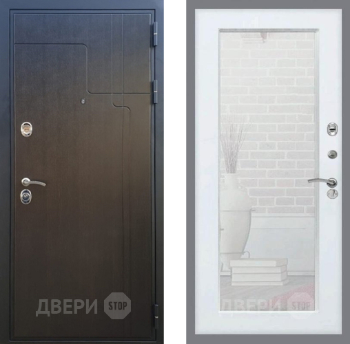 Входная металлическая Дверь Рекс (REX) Премиум-246 Зеркало Пастораль Силк Сноу в Красноармейске