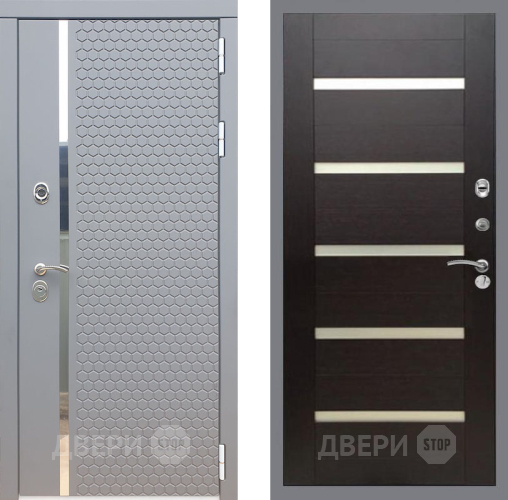 Входная металлическая Дверь Рекс (REX) 24 СБ-14 стекло белое венге поперечный в Красноармейске
