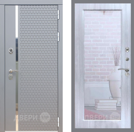 Входная металлическая Дверь Рекс (REX) 24 Зеркало Пастораль Сандал белый в Красноармейске