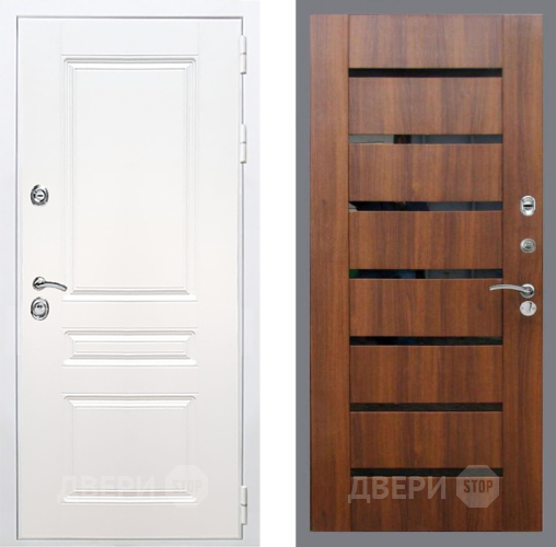 Входная металлическая Дверь Рекс (REX) Премиум-н Силк Сноу СБ-14 стекло черное Орех бренди в Красноармейске