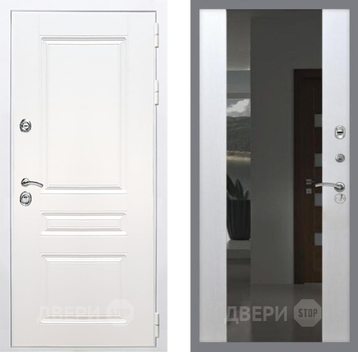 Дверь Рекс (REX) Премиум-н Силк Сноу СБ-16 Зеркало Белый ясень в Красноармейске