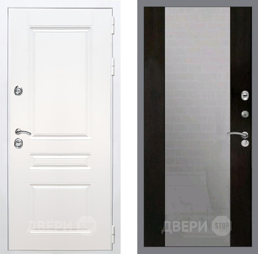 Входная металлическая Дверь Рекс (REX) Премиум-н Силк Сноу СБ-16 Зеркало Венге в Красноармейске