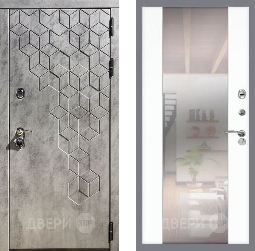 Входная металлическая Дверь Рекс (REX) 23 СБ-16 Зеркало Силк Сноу в Красноармейске