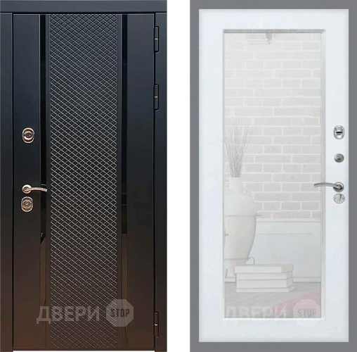 Входная металлическая Дверь Рекс (REX) 25 Зеркало Пастораль Белый ясень в Красноармейске