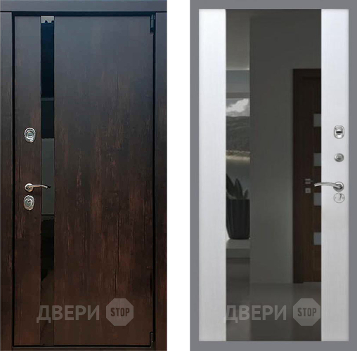 Входная металлическая Дверь Рекс (REX) 26 СБ-16 Зеркало Белый ясень в Красноармейске
