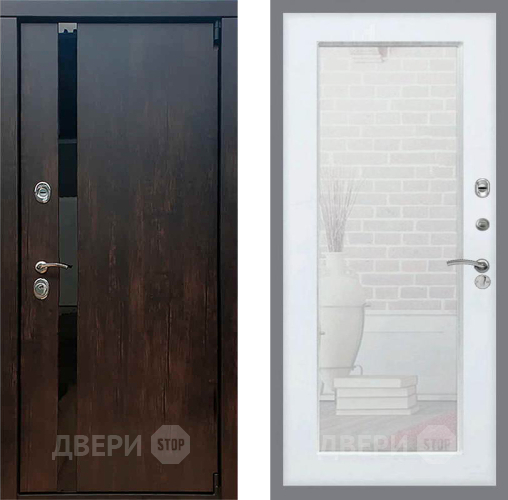 Входная металлическая Дверь Рекс (REX) 26 Зеркало Пастораль Белый ясень в Красноармейске
