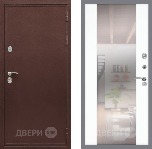 Дверь Рекс (REX) 5 металл 3 мм СБ-16 Зеркало Силк Сноу в Красноармейске